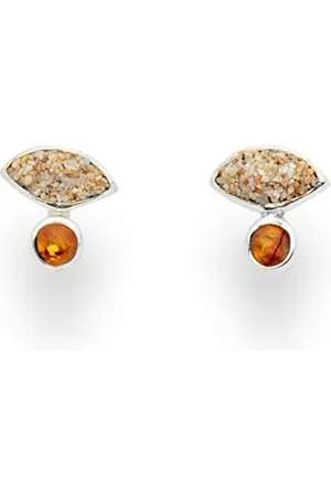 DUR Schmuck Damen Ohrstecker SANDBANK Bernstein, Sand, Silber 925/- O5018