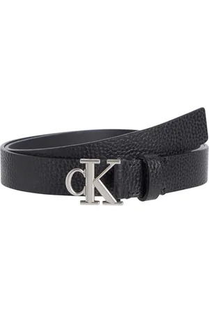 Calvin Klein Damen Gürtel Monogram Plaque Buckle 2,5 cm Ledergürtel, Schwarz (Na Black / Pewter), 95 cm