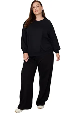 Trendyol Damen Elastic Wide Leg Plus Size Sweatpants Trainingshose, , XXL