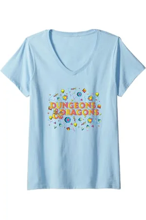 Dungeons & Dragons Damen Retro Vibes Big Chest Logo T-Shirt mit V-Ausschnitt