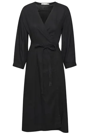 INWEAR Damen Wickelkleid mit V-Ausschnitt unten Knielänge 3/4 Ärmel Regular Fit Kleid, , 42