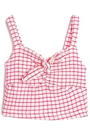 Koton Girls Crop Tank Top Strappy Tie-Front Detail Gleamy