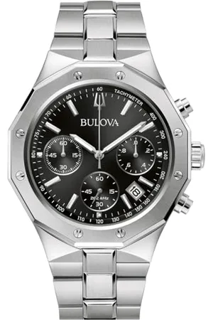 BULOVA Herren Analog Quarz Uhr mit Edelstahl Armband 96B410
