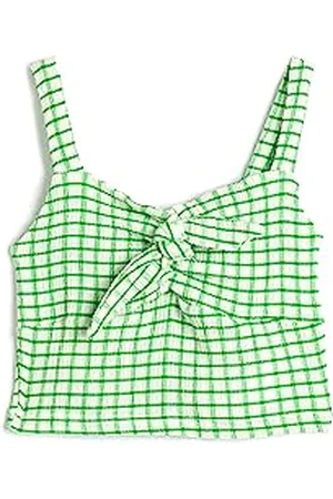 Koton Girls Crop Tank Top Strappy Tie-Front Detail Gleamy