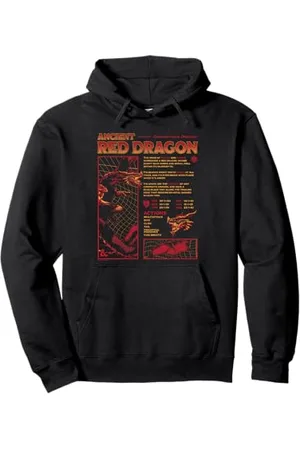 Dungeons & Dragons Iconic Acient Red Dragon Stats Big Poster Pullover Hoodie