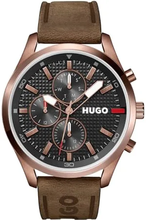 HUGO BOSS Multi Zifferblatt Quarz Uhr für Herren Kollektion #Chase mit Braunes Lederarmband - 1530162