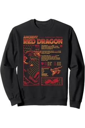 Dungeons & Dragons Iconic Acient Red Dragon Stats Big Poster Sweatshirt