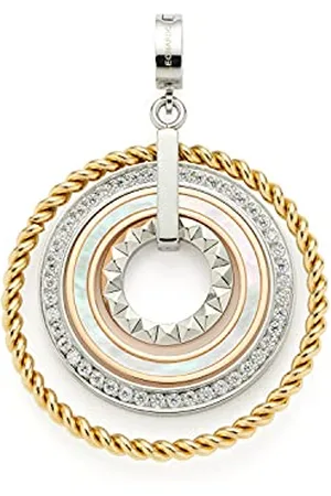 Leonardo Leonardo Jewels Clip&Mix Geometria runder Schuck Anhänger aus Edelstahl mit Perlmutt und Glaskristallen, Bicolor-Ionen-Plattierung, Damenschmuck, 021639
