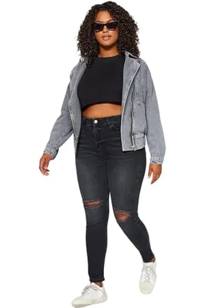 Trendyol Damen Gerade Hohe Taille Plus-Size-Jeans