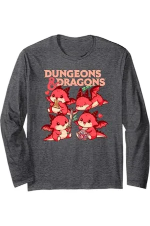Dungeons & Dragons Cute Dragon Chibi Big Chest Logo Langarmshirt