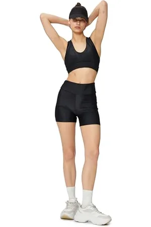 Koton Women Medium Rise Biker Ribbed Leggings