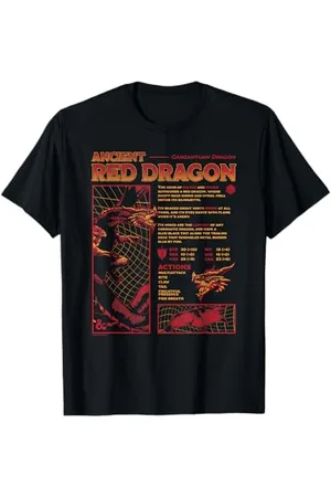 Dungeons & Dragons Iconic Acient Red Dragon Stats Big Poster T-Shirt