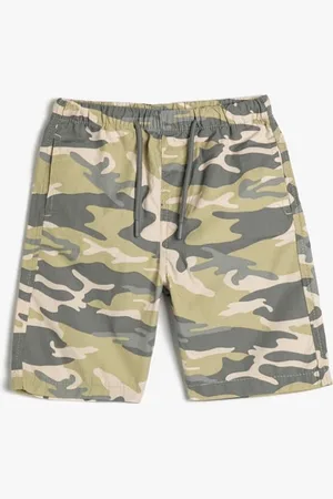 Koton Bermuda Military Shorts Parachute Fabric Pockets Drawstring Cotton