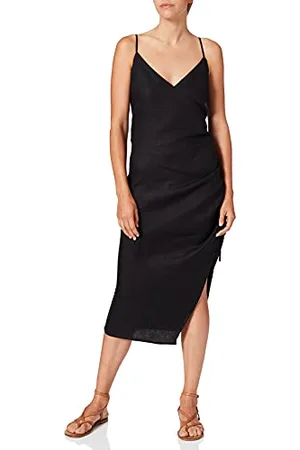 NA-KD Damen Drawstring Midi Dress Lässiges Kleid, Black, 42 EU