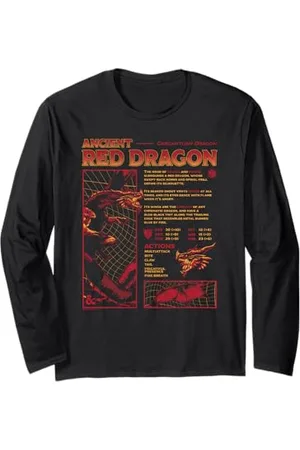 Dungeons & Dragons Iconic Acient Red Dragon Stats Big Poster Langarmshirt