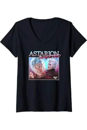Dungeons & Dragons Damen Astarion Careful Bite Retro Portrait T-Shirt mit V-Ausschnitt