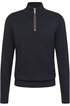 Bugatti Herren Troyer Strickpullover Stehkragen kurzer Reißverschluss Regular Fit