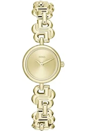 HUGO BOSS Uhr mit DREI-Zeiger-Quarzwerk für Damen Kollektion Double B Dressy mit Edelstahlarmband