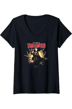 Dungeons & Dragons Damen The Bard Metal Style Distressed Big Logo T-Shirt mit V-Ausschnitt