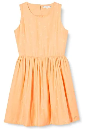 Tommy Hilfiger Mädchen Eid Open Back Dress Slvls Kleid, Orange (Melon SC1), 14 Jahre (Herstellergröße: 14)