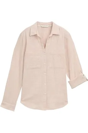 TOM TAILOR Damen 1035247 Bluse mit Brusttaschen aus Baumwolle, 21650-Summer Beige, 38