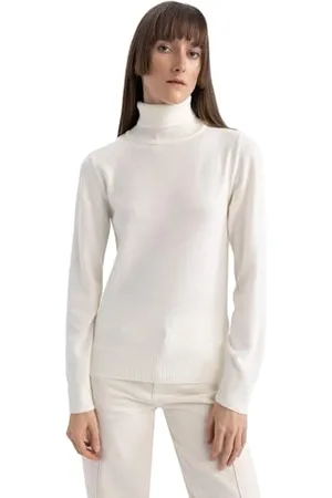 DeFacto Pullover Damen Langarm Blusen & Tuniken - Pullover Damen Winter Sweater Regular Fit Turtle Neck