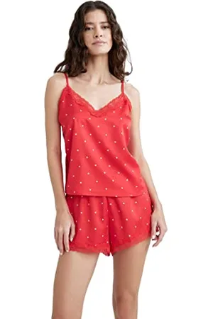DeFacto Damen Z5325AZ Pajama Set, RED, XXL