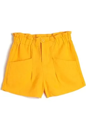 Koton Girls Linen Shorts Elastic Waistband Pockets