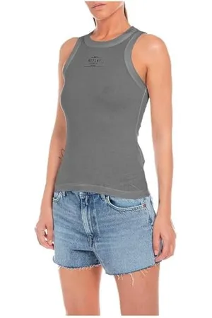 Replay Damen Tank Top Lang, (Grau), L