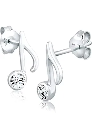 Elli Ohrringe Damen Ohrstecker Note Musik mit Kristall in 925 Sterling