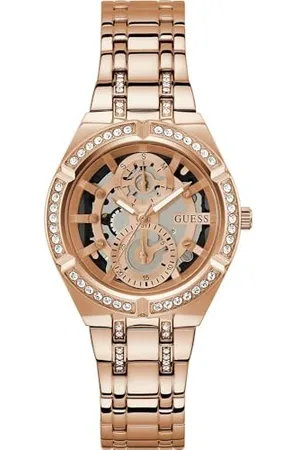 Guess Damen Analog Quarz Uhr mit Edelstahl Armband GW0604L3