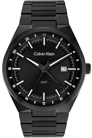 Calvin Klein Uhr mit DREI-Zeiger-Quarzwerk und Kalender für Herren Kollektion DISTINGUISH mit Edelstahlarmband