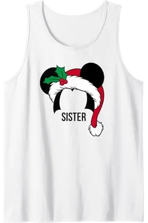 Disney Mickey Mouse Ears Santa Hat SISTER Holiday T-Shirt Tank Top