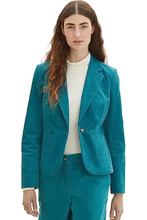 TOM TAILOR Damen 1038704 Cord Blazer mit Brusttaschen, 21178-ever Green, 38