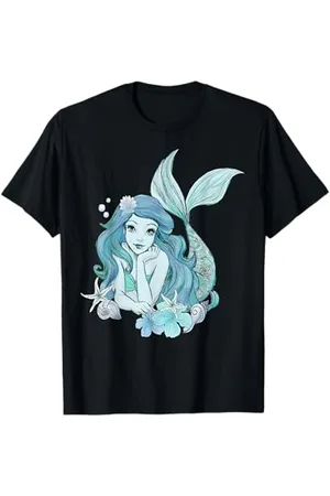 Disney Little Mermaid Ariel Teal Sketch Graphic T-Shirt T-Shirt