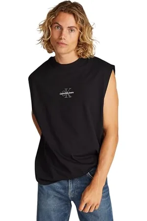 Calvin Klein Herren Tank Top Monologo Sleeveless Tee Relaxed Fit, Schwarz (Ck Black), XL