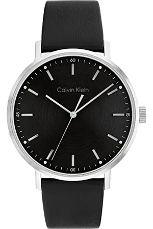 Calvin Klein Analog Quarzuhr für Herren Kollektion MODERN MESH mit Schwarzes Lederarmband - 25200050