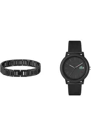 Lacoste Analog Quarzuhr für Herren mit Schwarzes Silikonarmband - 2011171 Armband mit Knebelverschluss für Herren Kollektion Metropole Verziert mit Petit piqué Muster - 2040119
