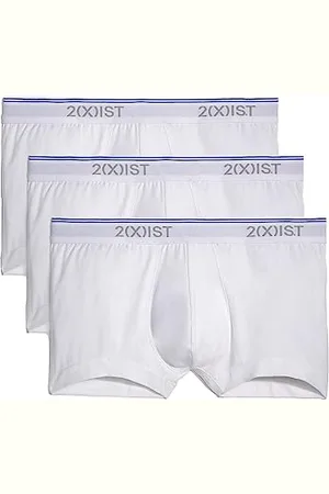 2Xist )IST Mens Cotton Stretch No Show 3-Pack Trunks Underwear, White/White/White, Medium US