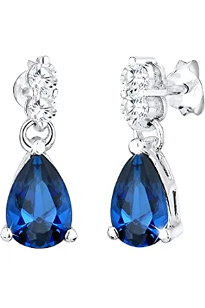 Elli Ohrringe Damen Tropfen mit Zirkonia Kristallen und Synthetischem Saphir in 925 Sterling Silber