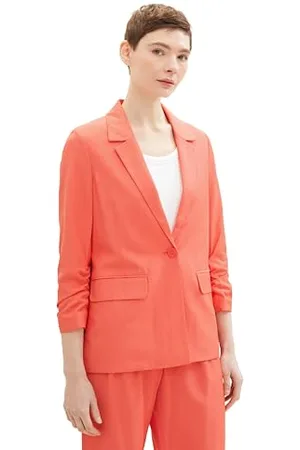 TOM TAILOR Damen Regular Fit Basic Blazer mit gerafftem Arm, , XS