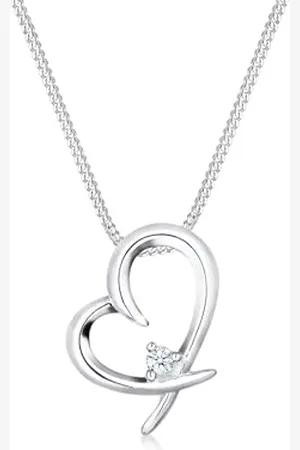 Elli DIAMONDS Halskette Damen Herz Anhänger Verbundenheit schlicht mit Diamant (0.03 ct.) in 925 Sterling