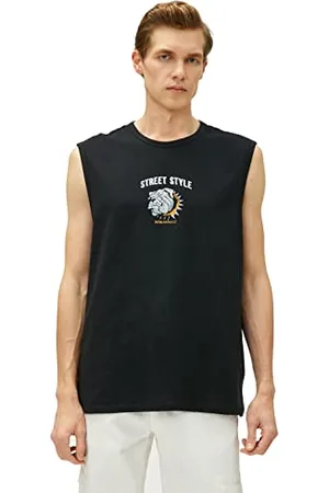 Koton Men Slogan Printed Tank Top Crew Neck Sleeveless