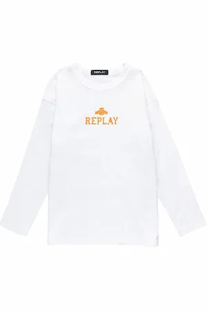 Replay Jungen Langarmshirt mit Logo, (Weiß), 12 Jahre