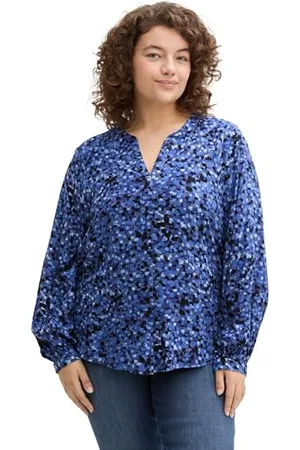 TOM TAILOR Damen Plussize Bluse mit Muster aus Viskose, , 46