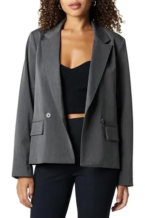 THE DROP Liza Relaxed Double-Breasted Blazer, Grau meliert, S