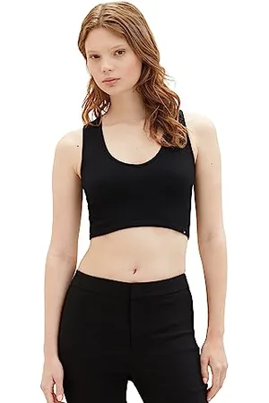 TOM TAILOR Damen 1038650 Cropped Basic Top, 14482-Deep Black, S/M