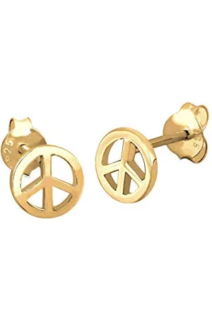 Elli Ohrringe Damen Ohrstecker Peace Symbol Trend in 925 Sterling Silber vergoldet