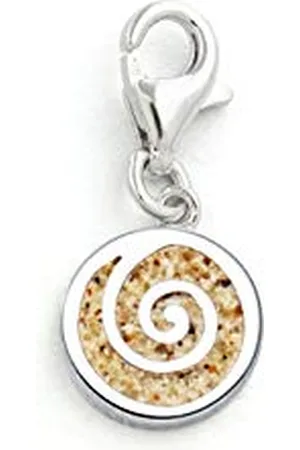 DUR Einzel Charm-Anhänger Spirale für Damen aus 925er Sterling-Silber mit Strandsand in der Farbe , Maße: 2,5x10 cm, F156.SPIRALE