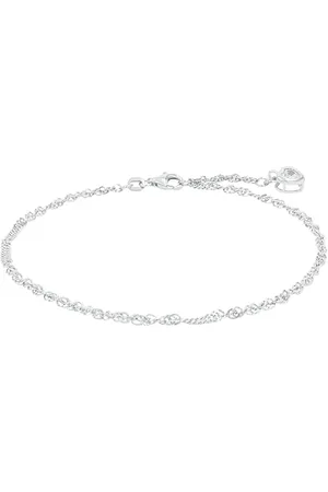 Amor Fußkette 925 Sterling Silber Damen Sommerschmuck, mit Zirkonia synth, 25 cm, Silber, Herz, Kommt in Schmuck Geschenk Box, 2017448